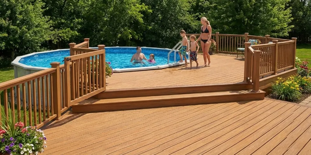 Family pool deck in San Diego
